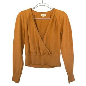 Pact Sweater Womens Small Brown Organic Cotton Wrap Pullover Long Sleeve Top